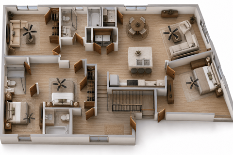 Floor plan for 1 bed, 1 bath, 2805 sqft